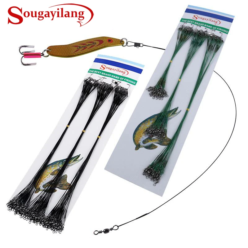 Sougayilang 72pcs Fishing Wire Line Trace Wire Leader Swivel Spinner