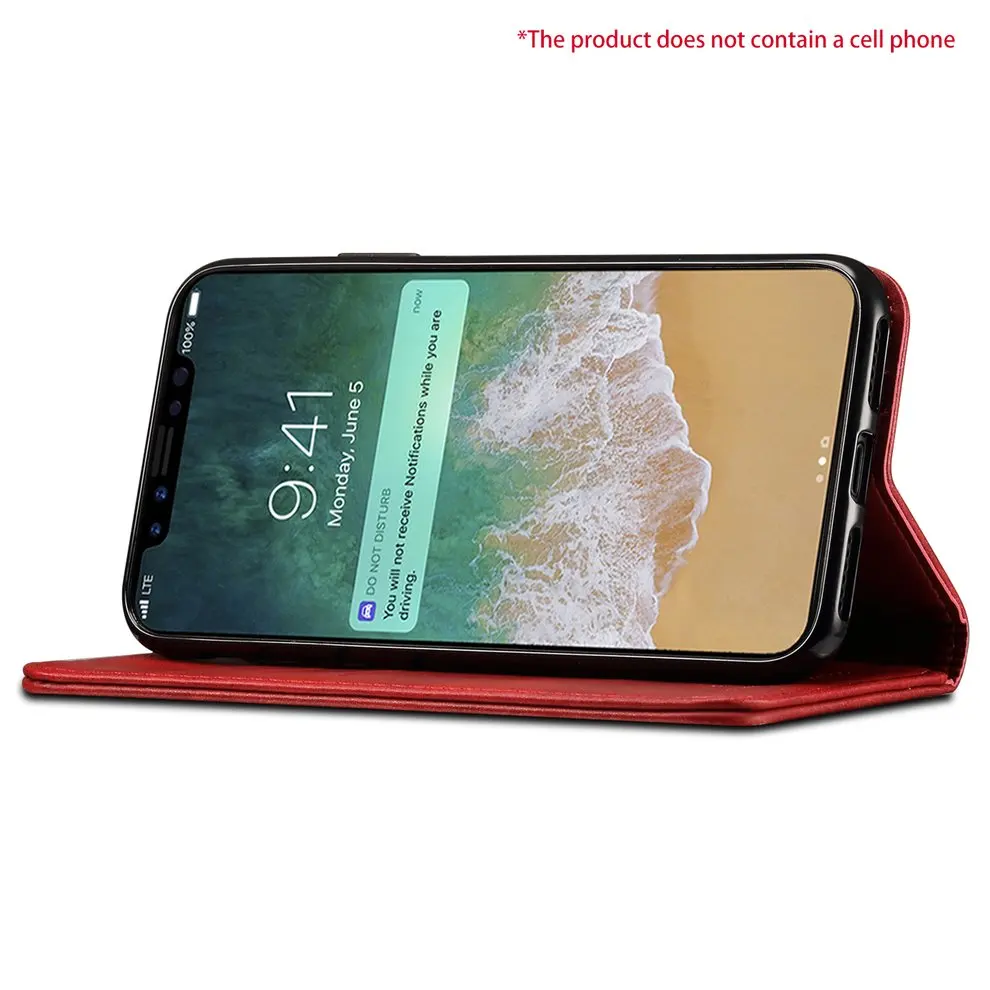 

2 Pcs Red Phone Cover PU Leather Protective Case With Stand and Card Organizer Drop Resistant Phone Cover For iPhone X