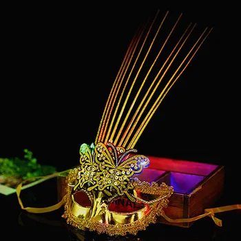 

Woman Lady LED Butterfly Mask Princess Feather Glowing Masks Ball Masks Halloween Party Dress Supplies