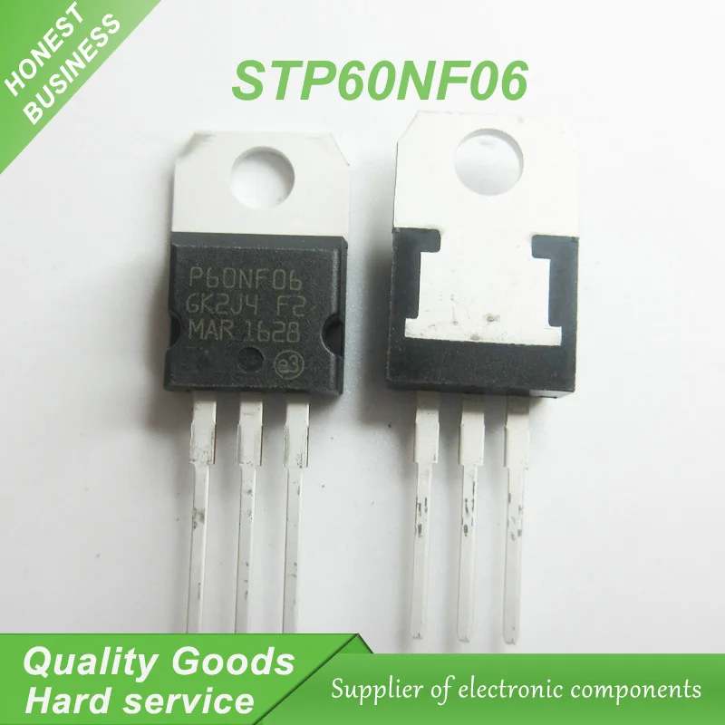 

10PCS free shipping P60NF06 STP60NF06 MOSFET N field effect tube 60V 60A TO-220 100% new original