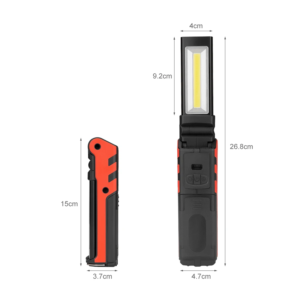 USB Перезаряжаемый рабочий светильник с регулируемой яркостью COB светодиодный складной проверка фонаря портативный фонарь с магнитом и крючком power Bank