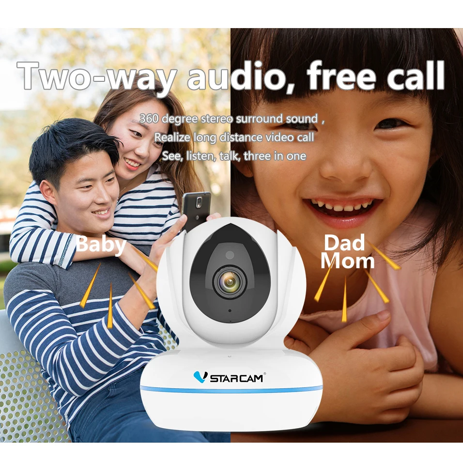 Vstarcam C22Q 4MP Full HD WiFi камера для видеоняни и wifi панорамирование/наклон