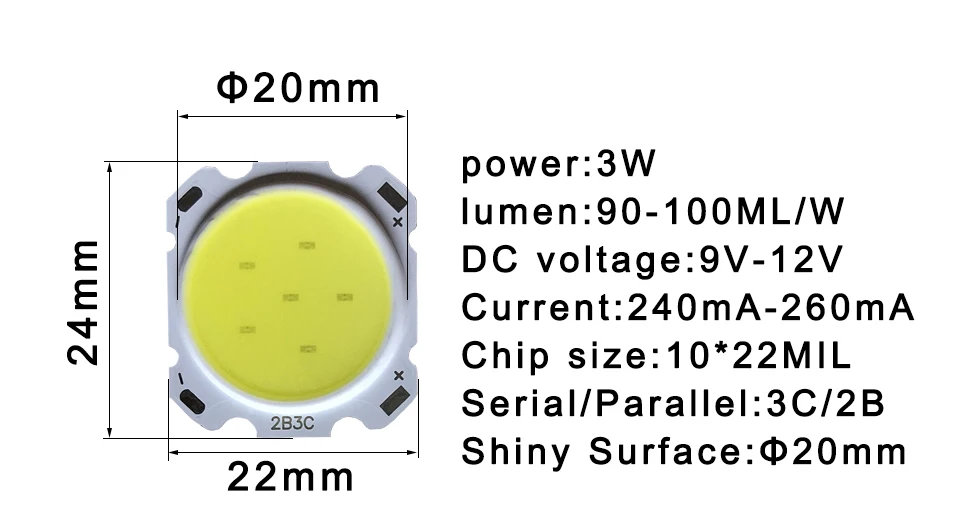 10 pcs a lot 3W 5W 7W 10W 12W 15W High Power LED COB Light Beads LED lamp Bead LED Bulb Chip Spot Light Downlight Diode Lamps