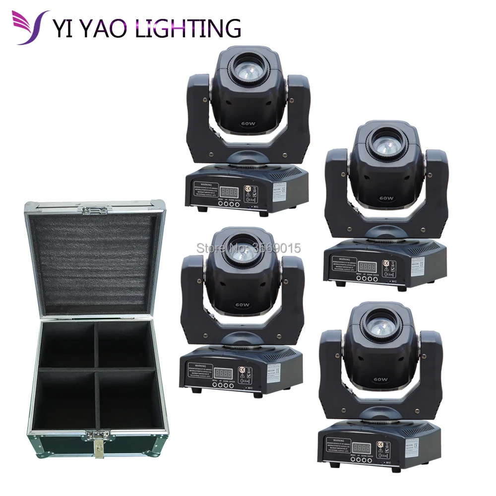 

Flight Case LED Mini moving head light 60w moving gobo dmx spot led effect dj KTV lighting 4pcs/lot