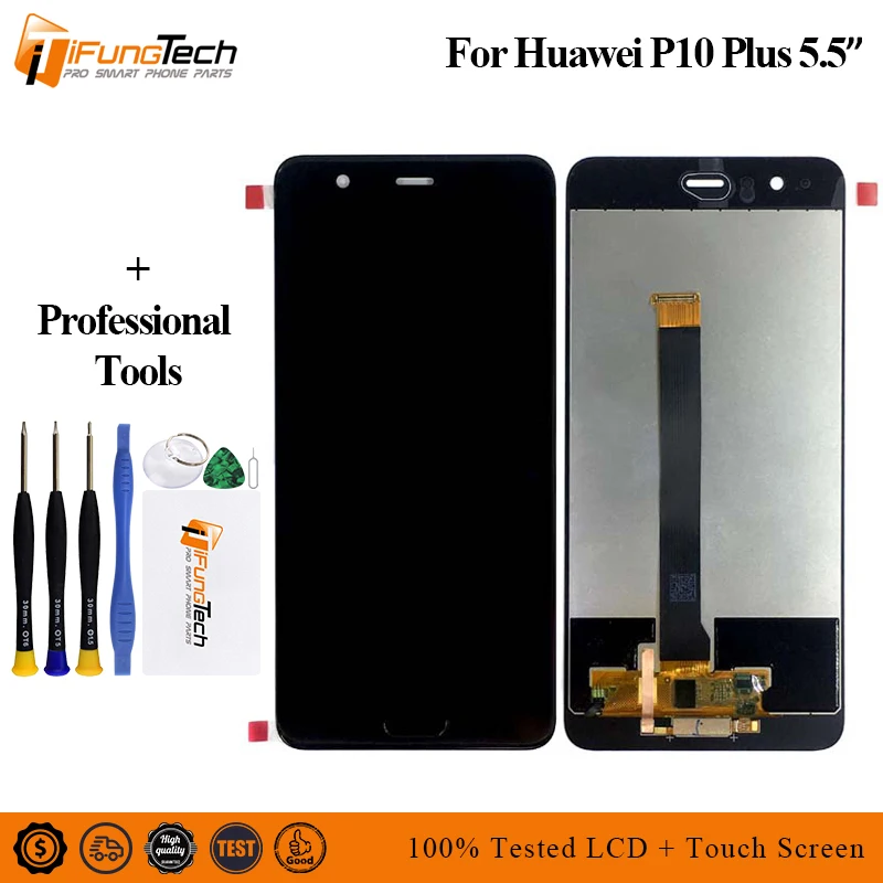 

5.5'' 2560x1440 New LCD For HUAWEI P10 Plus Display Touch Screen With Fingerprint Digitizer Assembly Replacement Parts VKY-AL00