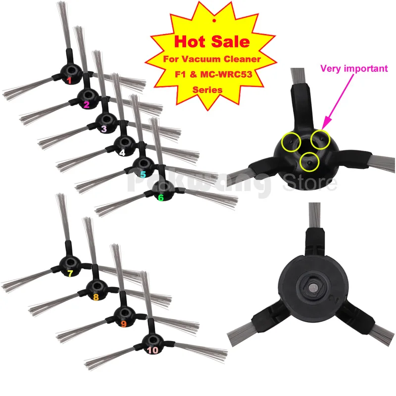 

Original Side brush 10 pcs of Robot vacuum cleaner F1 & MC-RS753\ MC-RS755A \ MC-WRC53 Parts