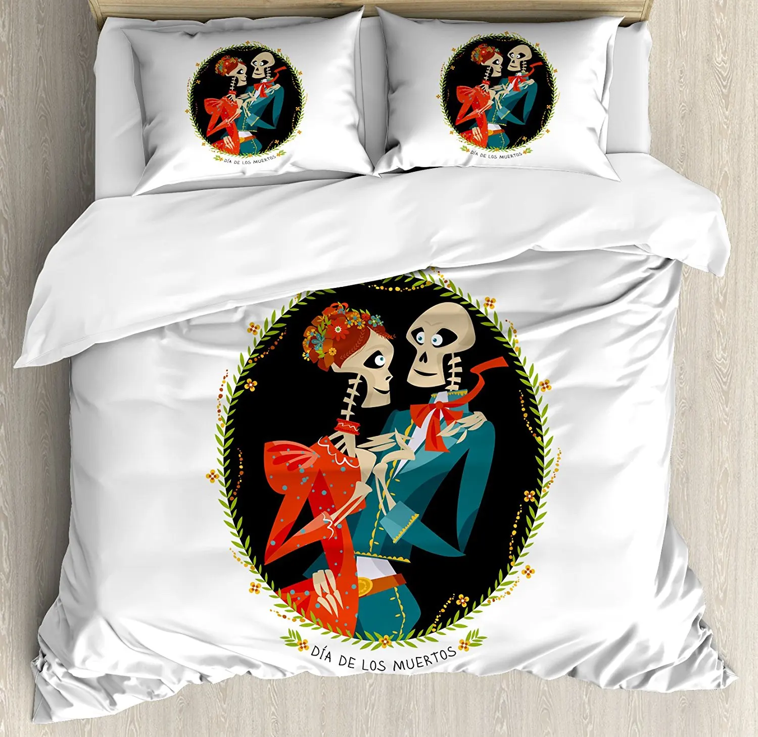 Day Of The Dead Duvet Cover Set Skeleton Couple In Love