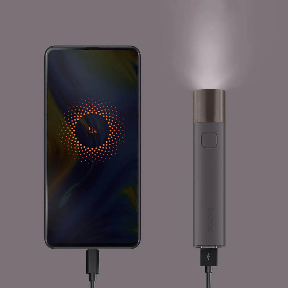 Original XIAOMI MIjia SOLOVE X3 USB Rechargeable Brightness EDC Flashlight 3000mAh Power Bank Mini  - 32955431916