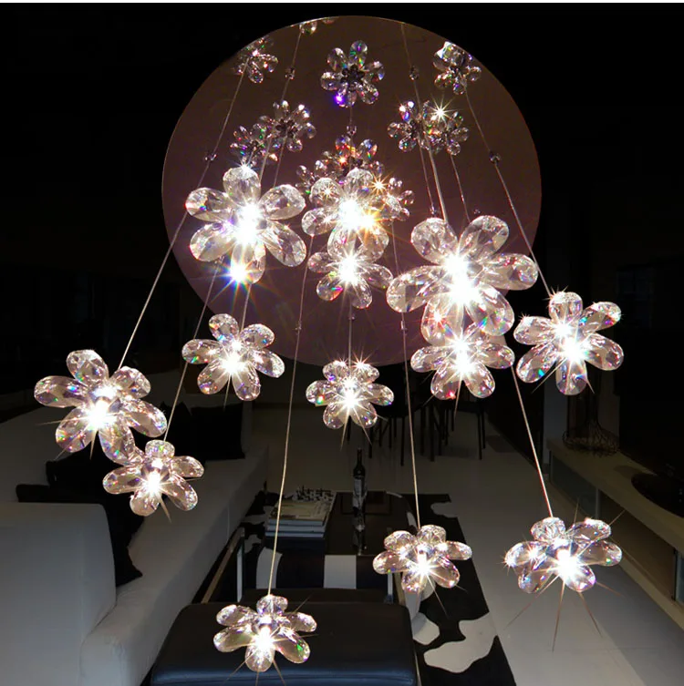 

Phube Lighting Modern Luxury Crystal Pendant Light Crystal Flower Pendant Light Lighting