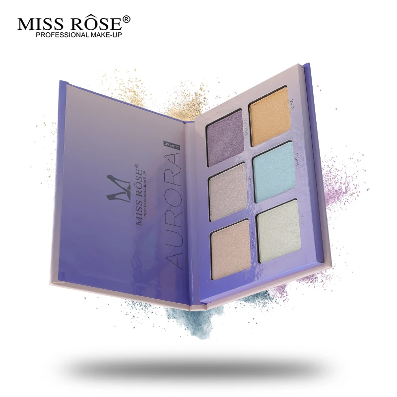 Miss Rose Aurora Glow Kit 6 цветов Хайлайтер для макияжа Палитра контур лица Радужный хайлайтер мягкая пудра Крем Осветляющий бронзатор