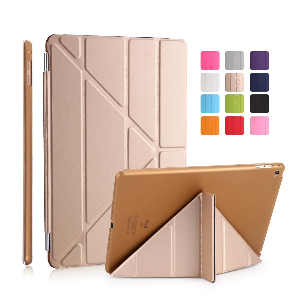 

Y Style Muti Folding Funda for IPad Air 2 Case Flip Leather Slim Pu Smart Cover Case for IPad Air 2 Auto Sleep Wake A1566 A1567