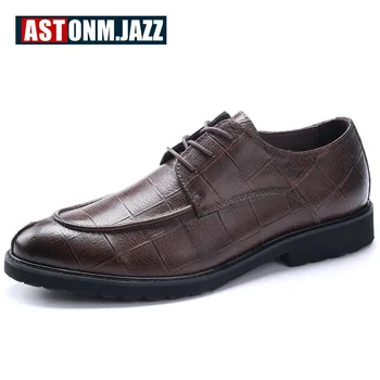 

US6-10 Brand New Mens Genuine Leather Crocodile Oxfords Business Man Lace Up Lattice Dress Shoes Handmade Wedding Shoes