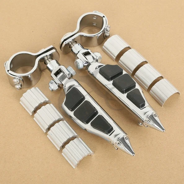 Chrome Stiletto Foot Pegs W & Clamps For KAWASAKI VULCAN VN 400 800 900 1500 2000 For YAMAHA V-STAR XVS 1300 650 950 1100 XV250 Chrome Stiletto Foot Pegs W & Clamps For KAWASAKI VULCAN VN 400 800 900 1500 2000 For YAMAHA V-STAR XVS 1300 650 950 1100 XV250