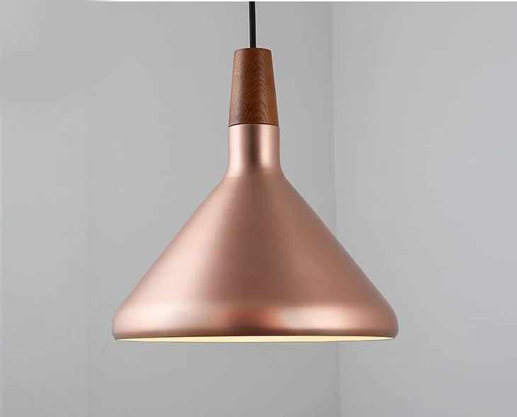 Розовое золото, деревянный подвесной светильник в скандинавском стиле, креативная личность, подвесной светильник для бара, ресторана, металлический подвесной светильник