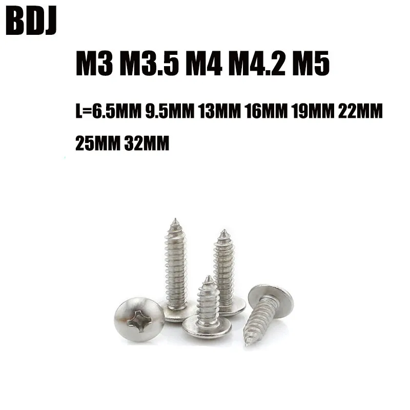 Самонарезающие винты JISB1122T M3 M3.5 M4 M4.2 M5 304 из нержавеющей стали с плоской головкой
