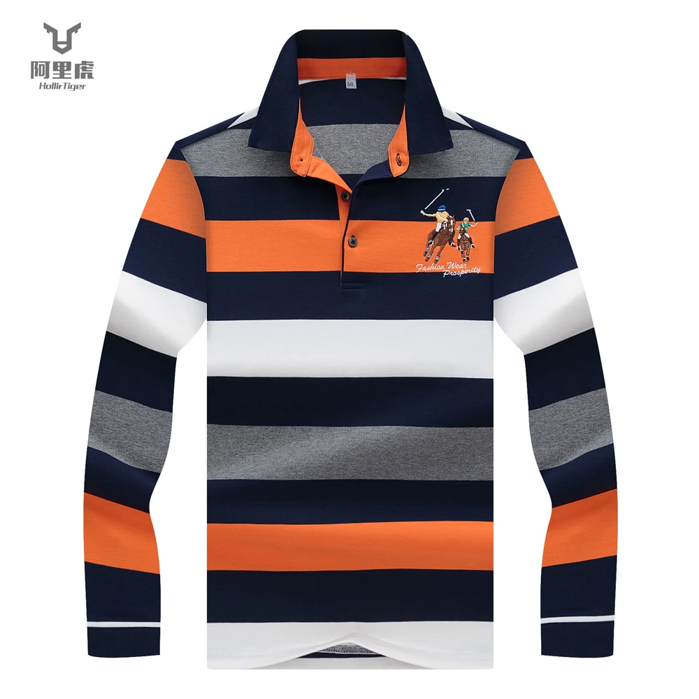 

Hollirtiger Buttons Cuffs Polo Homme Manche Longue 100% Cotton Comfortable Long Sleeve Polo Shirts Men Embroidered Poloshirt