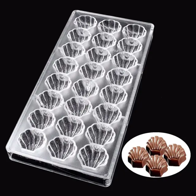 Polycarbonate Chocolate Mold 24 Cells Diy Sea Shell Shaped Polycarbonate Chocolate Mold 24 Cells Diy Sea Shell Shaped Plastic Clear Ice Jelly Candy Mould
