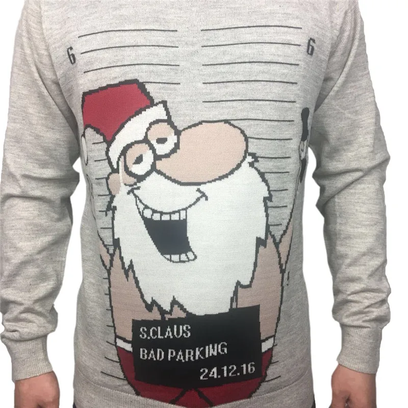 Забавные вязаные Уродливые Рождественские свитера для мужчин, милый вязаный пуловер с надписями в виде деда мороза, мужской безразмерный рождественский джемпер