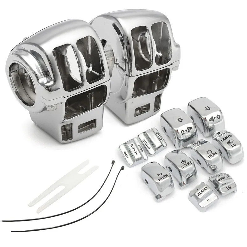

Chrome Switch Housing Cover+10 Caps for Harley 883 XL1200 Road King/Electra Glide for Harley Electra Glide Road Glide