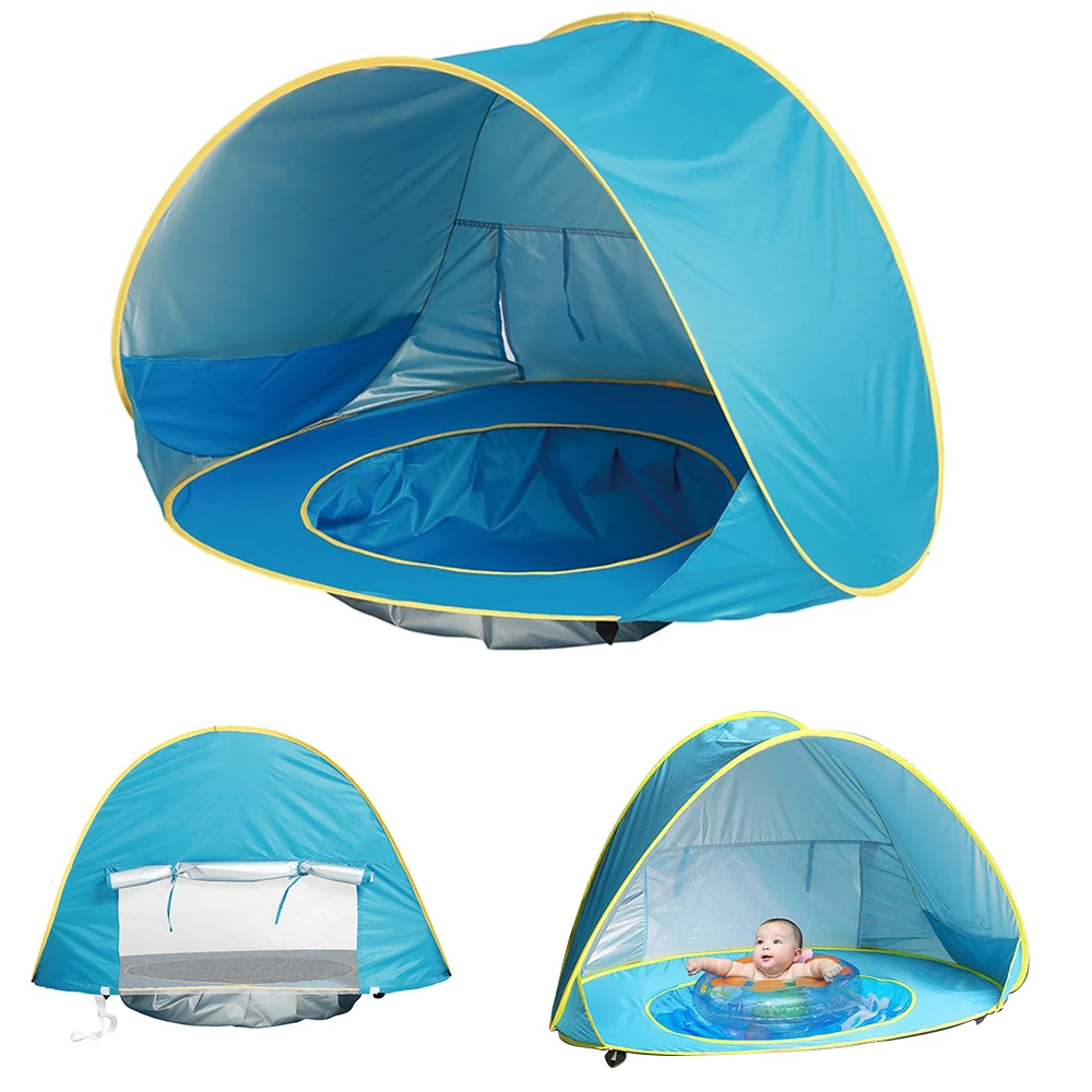 Baby Beach Tent UV-protecting Sunshelter with Pool Waterproof Pop Up Awning Tent Portable Children's Tent Kids Small House