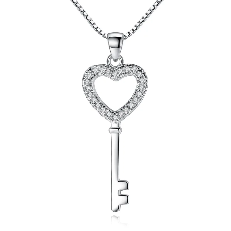 Женское колье из серебра 925 пробы с подвеской в виде сердечка|box chain|necklace womenchain jewelry