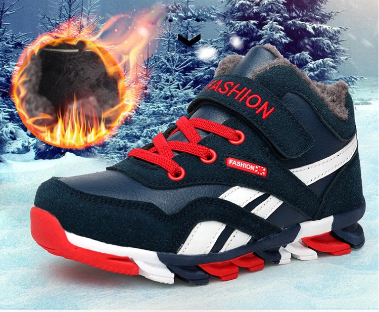

2018 Hot children snow boots autumn winter plus velvet warm sport shoes boys girls leather shoes kids outdoor sneakers 28-39