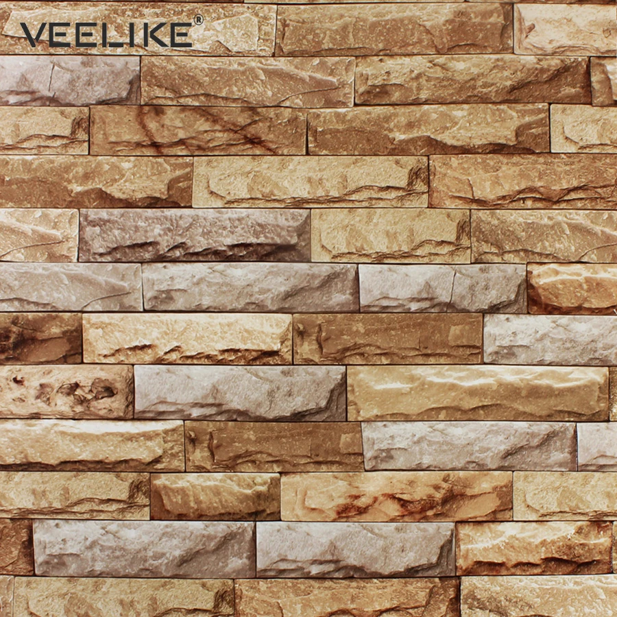Rustic Vintage 3D Brick Wallpaper Roll Vinyl PVC Retro Brick Wall Living Room Wall Paper Waterproof Wallpaper for Bedroom Decor