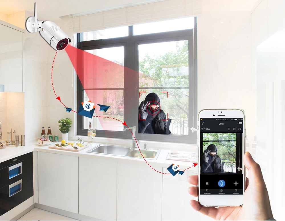 Беспроводная 4CH/8CH CCTV система Wifi NVR комплект ip камера запись наружная внутренняя
