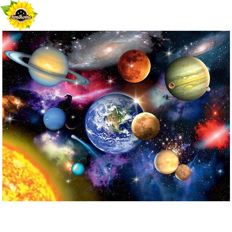 

YIKELA Full Square drill 5D DIY Diamond embroidery Space planet Diamond Painting Cross Stitch Rhinestone Mosaic decoration BK50