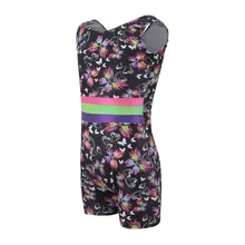 Балетный гимнастический костюм для девочек, без рукавов, цветочный узор, комбинезон-Ромпер, Одежда для танцев, Одежда для танцев