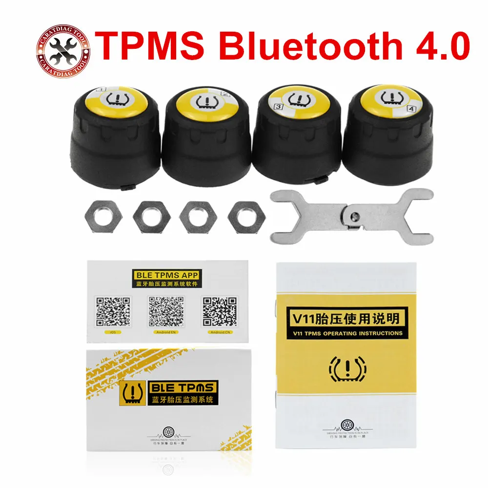 

Universally New Version TPMS Bluetooth 4.0 with 4pcs External Sensor support Android & IOS phone Wireless Easy to Use