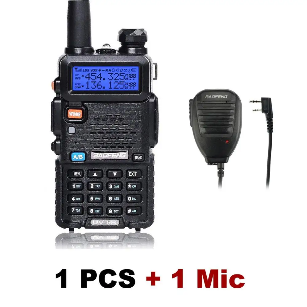 Baofeng UV-5R 136-174/400-520 МГц портативная рация 5 Вт VHF UHF Двухдиапазонный портативный радиоприемопередатчик - Цвет: 1 PCS with Mic