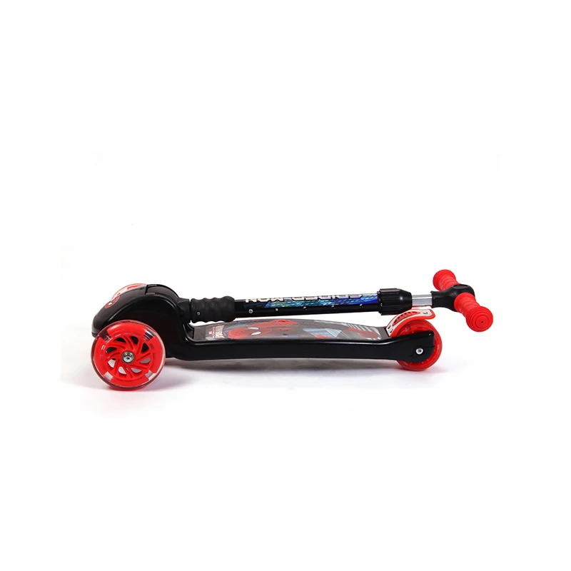 Children's Spider Man kick scooter PU Lighting 4Wheels Kids Learning Balance Mini Riding Foldable Scooter (2)