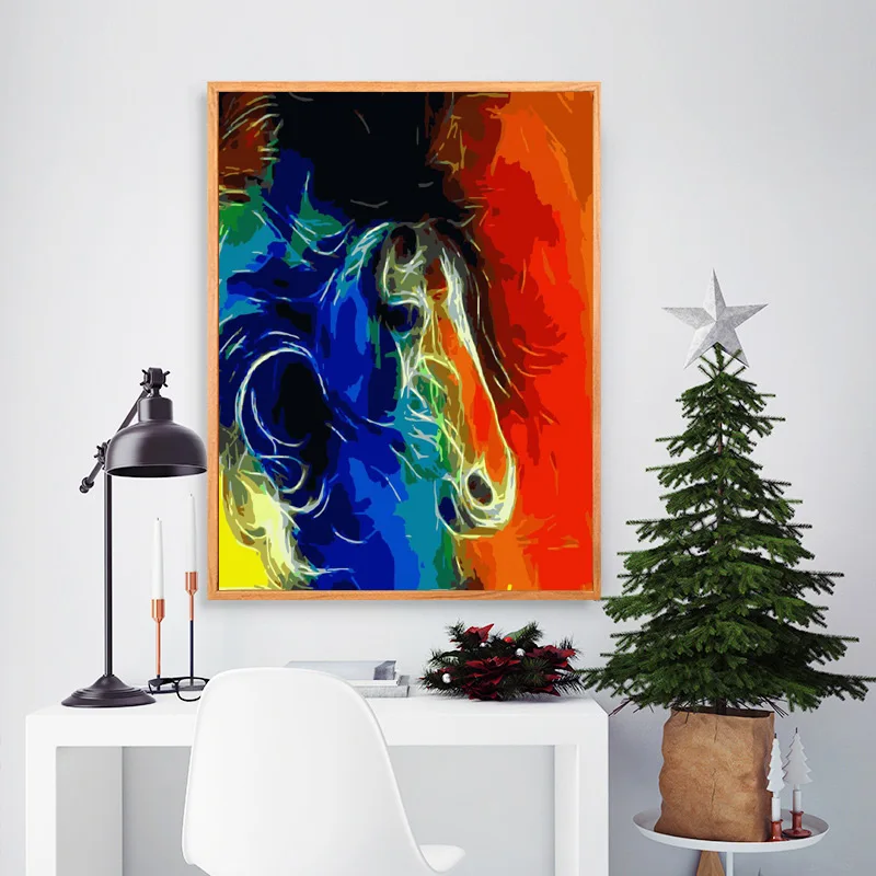 ROYALDREAM красочная лошадь животные Абстрактная живопись Diy Цифровая по номерам