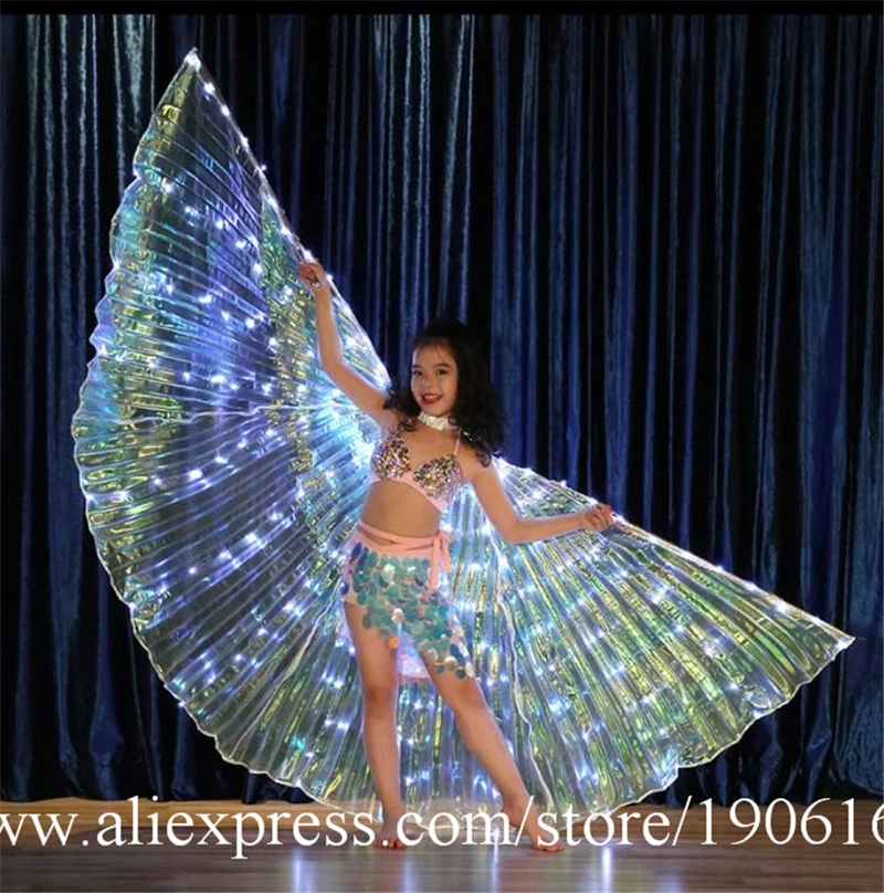 Belly Dance Glowing Wings Cloak Children Fluorescent Butterfly Rainbow Multicolored LED Glowing Wings4