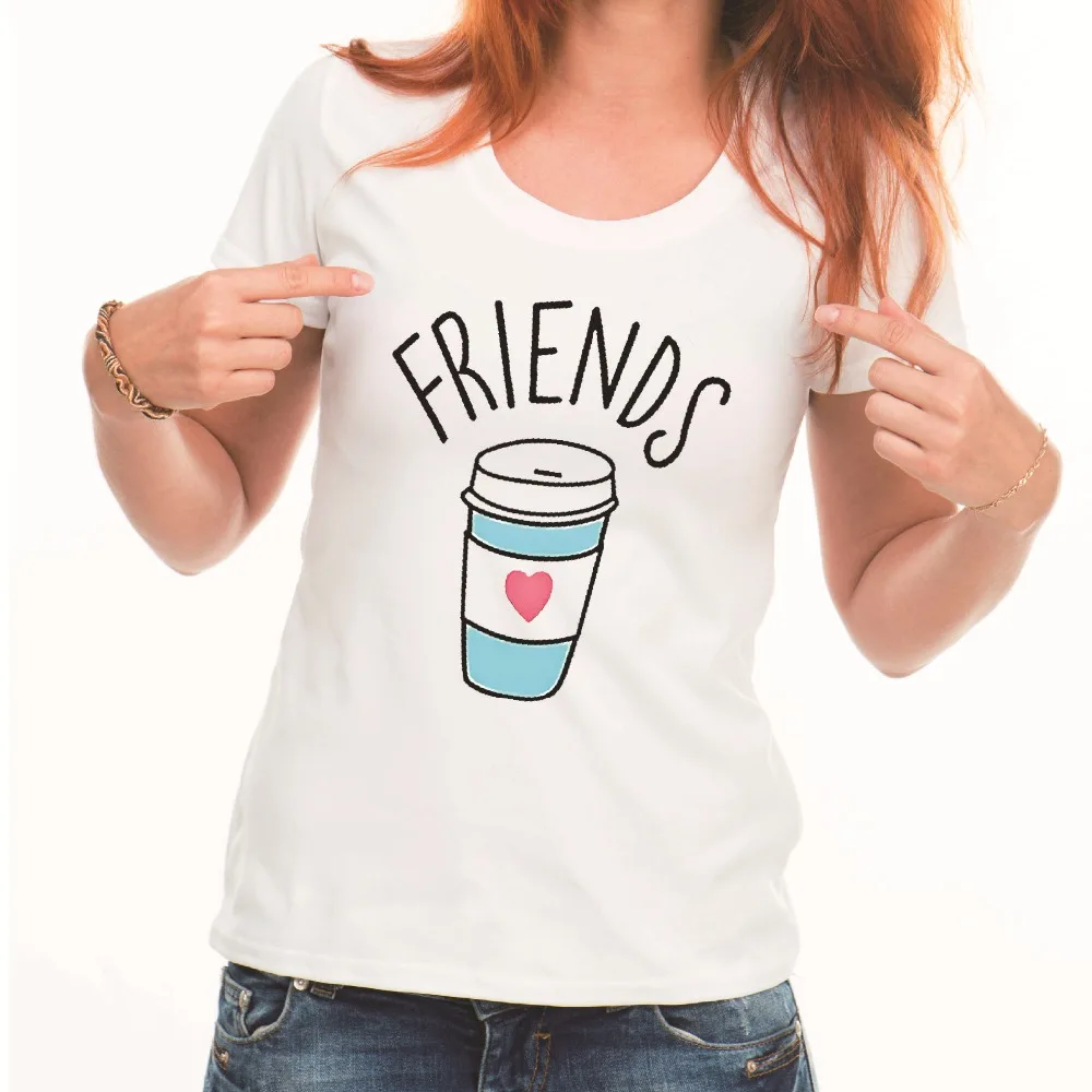 

LUSLOS Best Friend series Women Summer T Shirt coffee doughnut Top Tees ladybro Sworn Followers Casual Short Sleeve