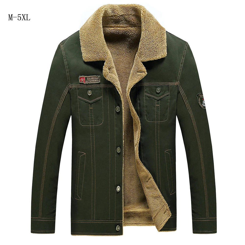 Winter Bomber Jacket Men Air Force Pilot Jacket Warm Male fur collar