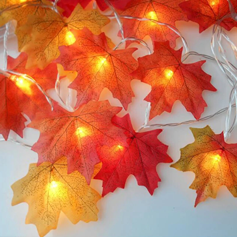 

Maple Leaf Led Light String 10/20/30/40LEDs Carved Fairy Lights Home Decor Xmas Garland AA Battery Operated Lighting