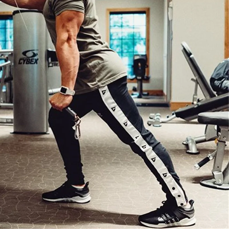 

2019 Training Pants Men Stretchy Fitness Patchwork Running Pants Long Gym Jogging Pants Men Training Sports Wear Trousers