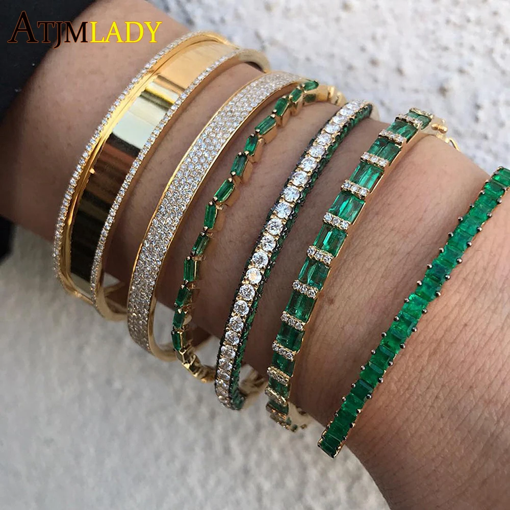

2019 new arrived wide band open bangle bracelet for women customize engrave AAA+ cz hiphop Punk fashion gold color jewelry