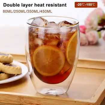 

Home Heat-resistant Double Wall Heat Insulation Tea Coffee Milk Whiskey Mug Drink Glass Cup Drinking Drinkware Bar Kitchen Tools