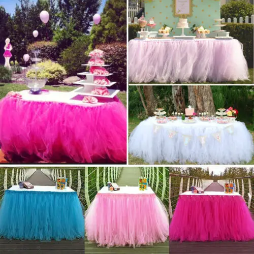 

Tulle TUTU Table Skirt Tableware Wedding Party Xmas Baby Shower Birthday Decor