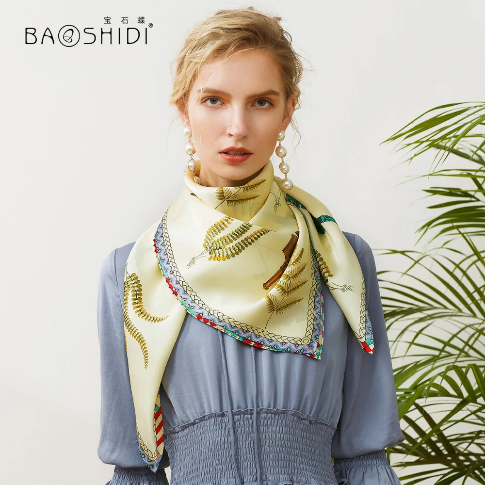 [BAOSHIDI] шарф из 100% шелка модный роскошный бренд Женская шаль элегантные шарфы для