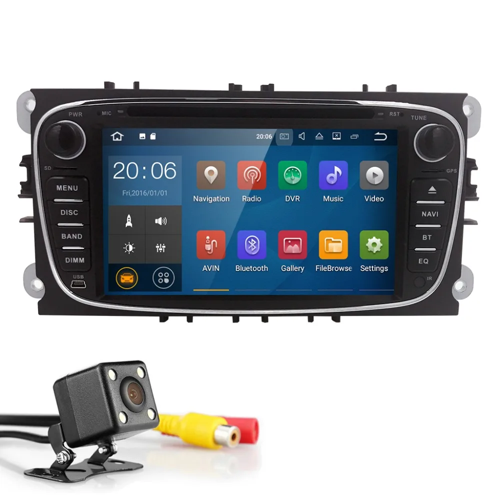 Perfect 2Din Android 7.1 GPS AutoRadio Car DVD Player For Ford Focus 2 S C Max 2008-2011 Mondeo Fiesta Galaxy Connect Kuga 4G BTSWC Navi 1