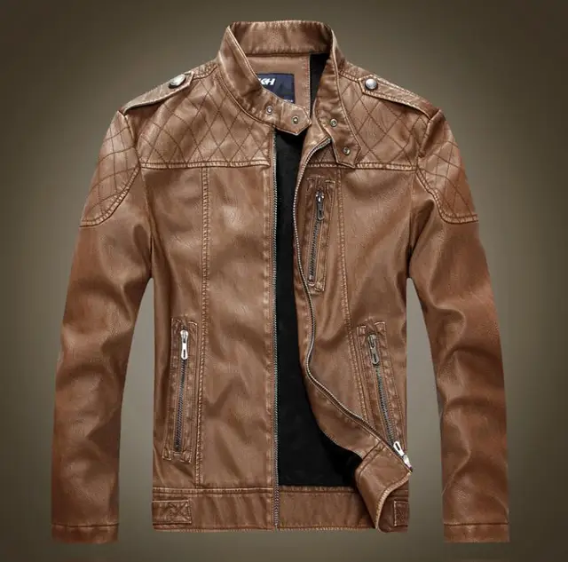 New Leather Jacket Men Jaqueta Couro Masculino Bomber