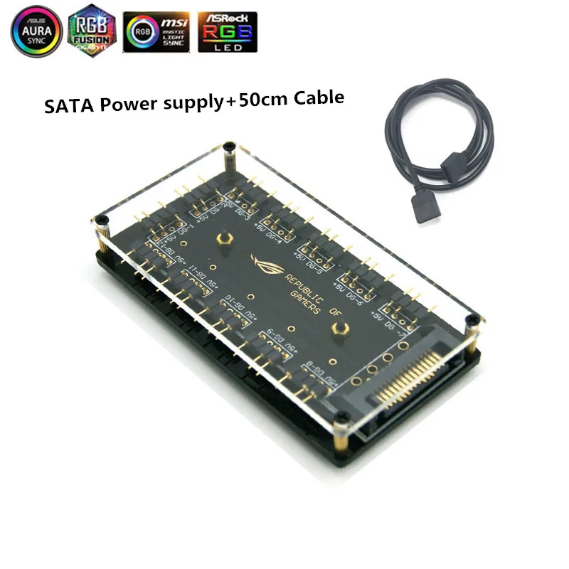 ASUS AURA SYNC 5V 3 контактный RGB концентратор интерфейса разветвитель 3Pin вентилятор для