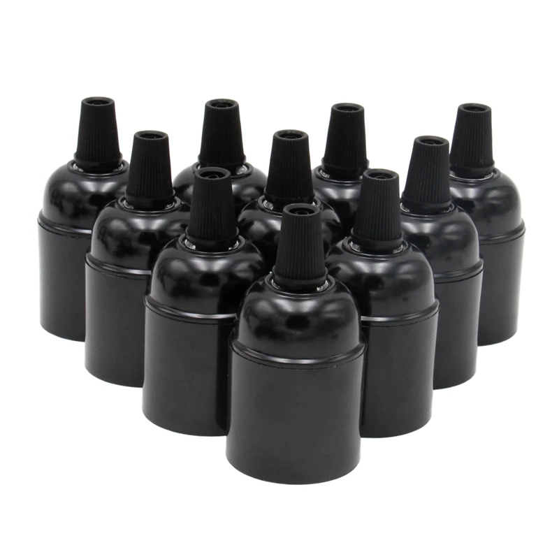 

10 Pieces 50pieces CE E27 Bakelite Plastic Lamp Holder Threaded Edison Bulb Base Socket Pendant Light Fittings