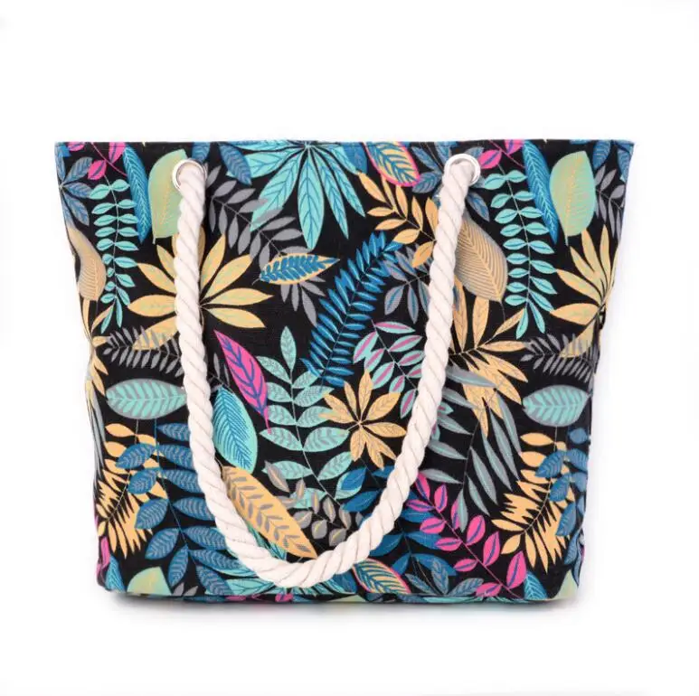

Canvas Tote Bag Fashion Women's Handbags Casual Shoulder Bags Flower Printing Canvas Graffiti Shoulder Bag Beach Bolsa Feminina