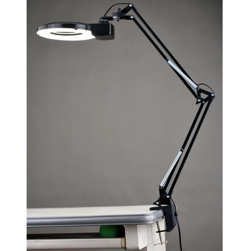 

Desk hospital design industrial home professional heavy duty 3X 5X magnifying magnifier clamp swing arm clamp light led lamp