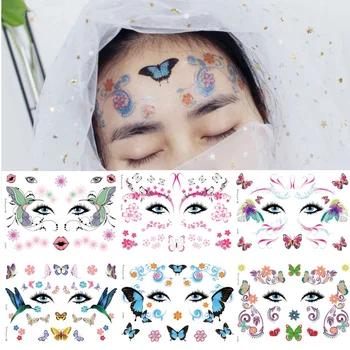 

1pcs Masquerade Face Sticker Festival Party Temporary Tattoo Face Eyes Butterfly Flower Makeup Sticker Body Art Paint Tattoos
